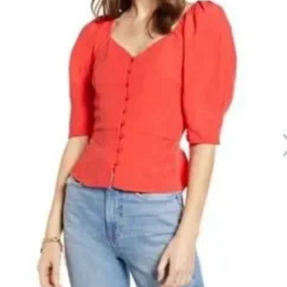 - Something Navy Red Blouse size XS